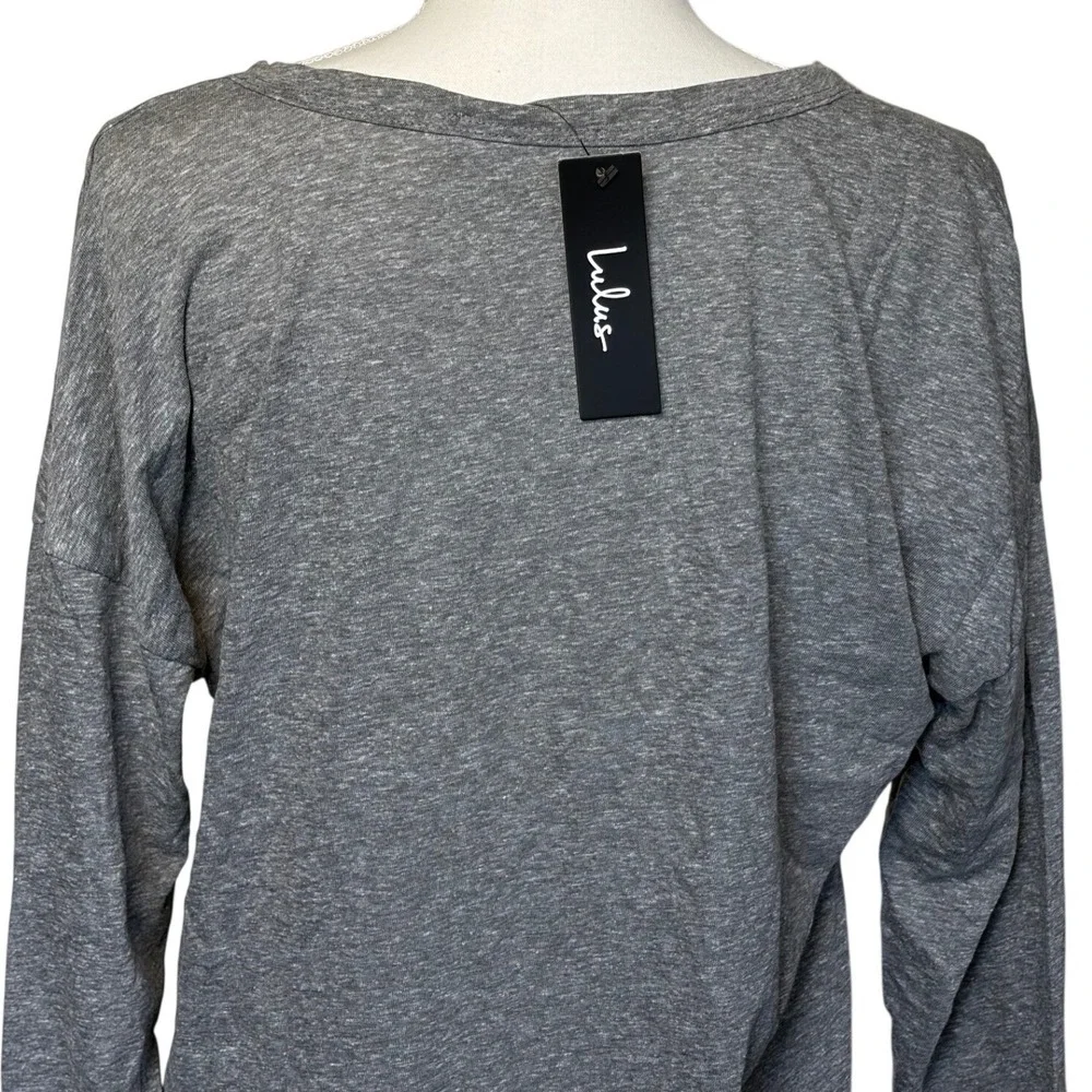 Lulus Charcoal Gray Long Sleeve Tee Shirt Soft Knit Casual Basic Top Size M NWT - Picture 5 of 9